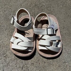 Mygapp White Faux Leather Baby Sandals Size 1